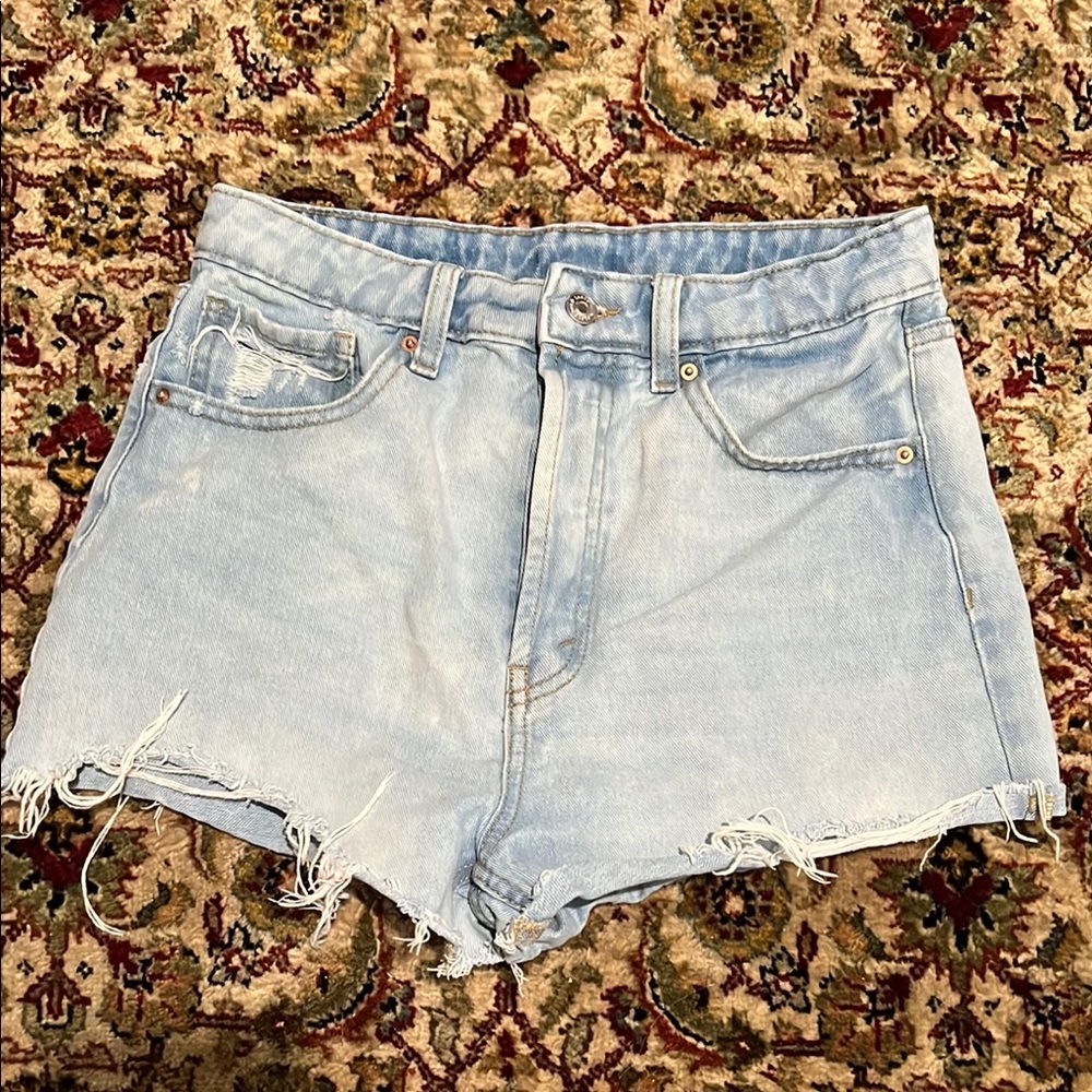 Wild Fable Light Blue Denim Jeans Shorts Size 6 High Rise Button Fly Cutoffs